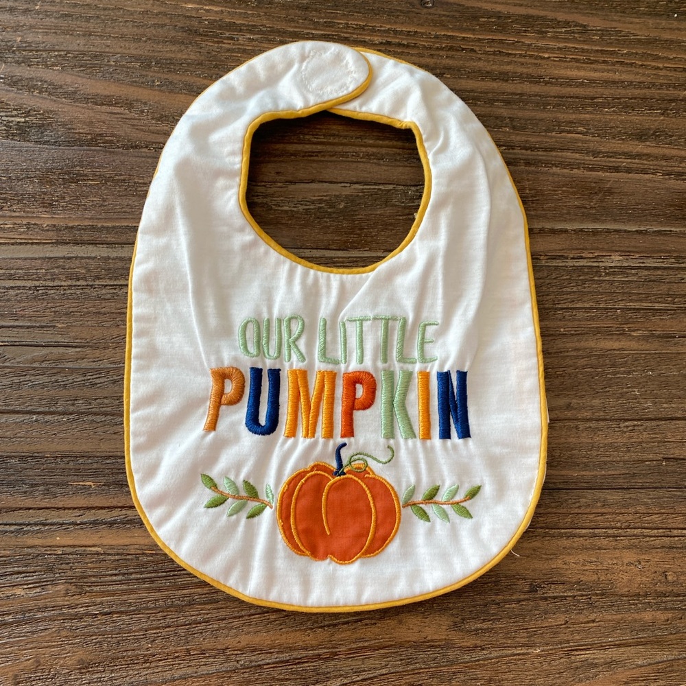 Pumpkin embroidered bib